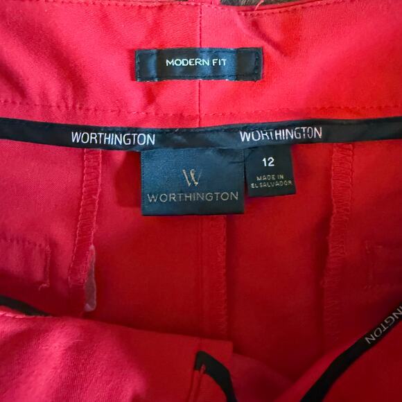 Worthington Red Women Plus Size 12 Trouser Slacks Pants Bootcut Straight - Picture 3 of 3